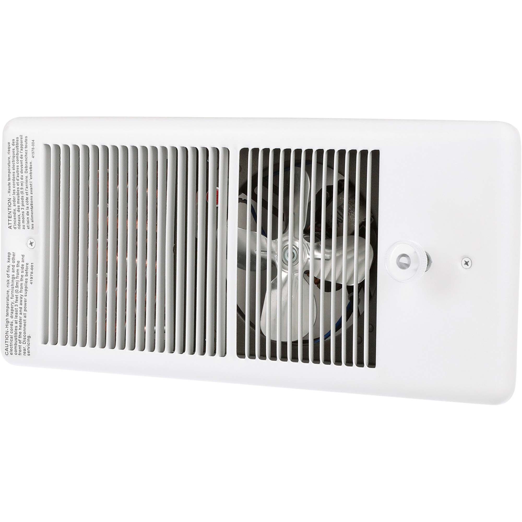 TPI In-Wall Electric Vent Heater - 1000W, 3413 BTU, 185 Sq. Ft. Heating Capability, Built-In Thermostat, Ivory, Model# E4310TRP